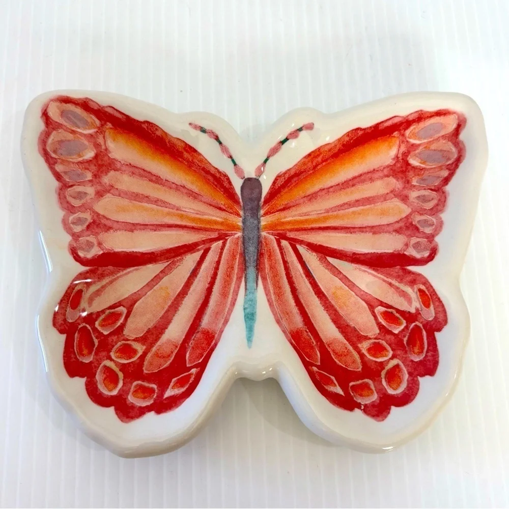 Cracker Barrel Butterfly Trinket Dish Earthenware By Caroline Simas 6.5